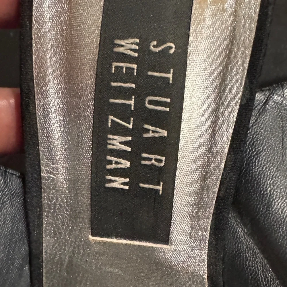 Stuart Weitzman Black satin and Silver rhinestone Embellished Heels size 9 b